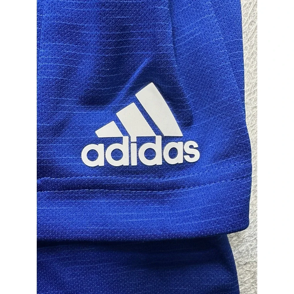 Adidas Polo Shirt Mens Small Blue Football Horse Logo Short Sleeve Athletic